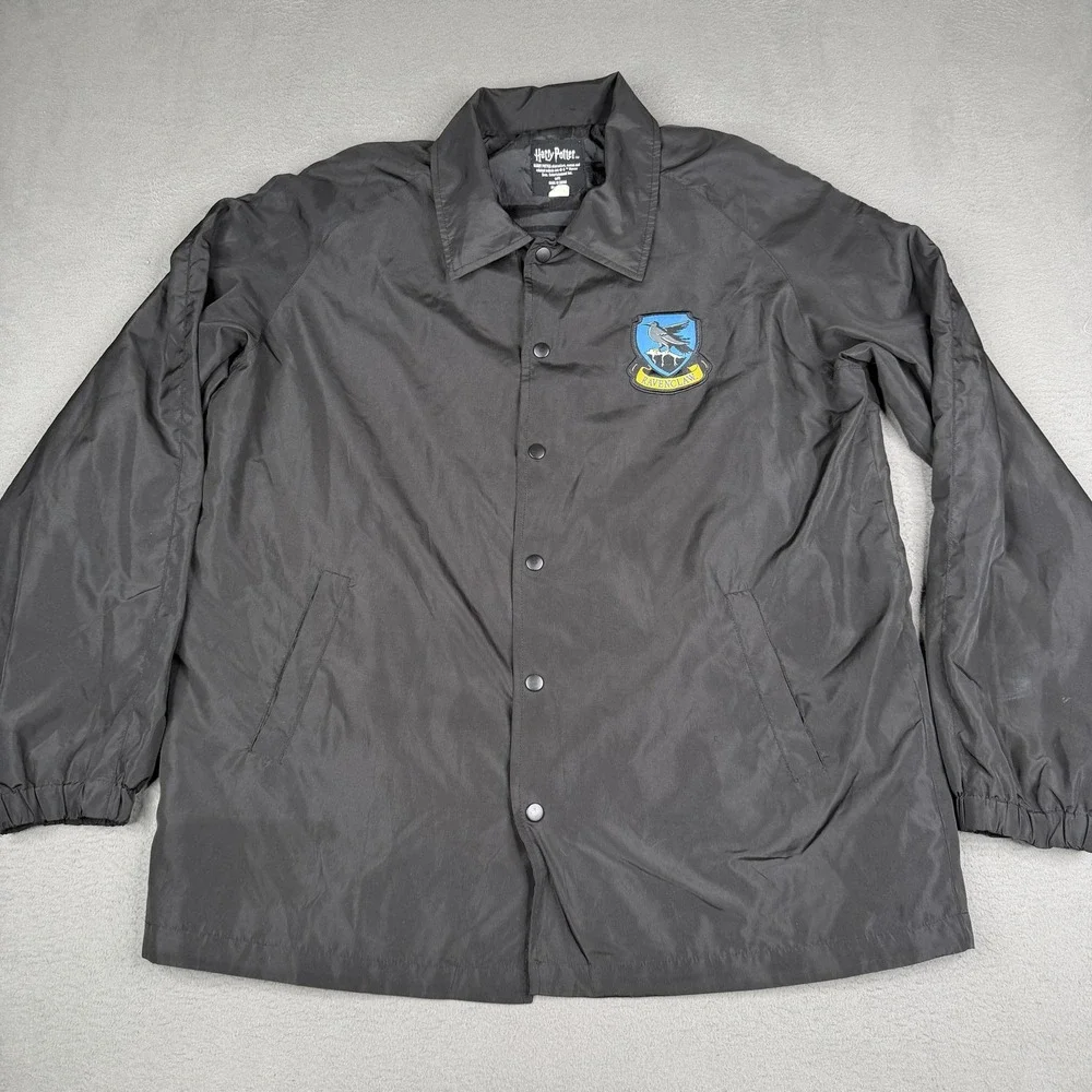 Harry Potter Ravenclaw Jacket Mens 2XL Black Coaches‎ Snap Front Windbreaker